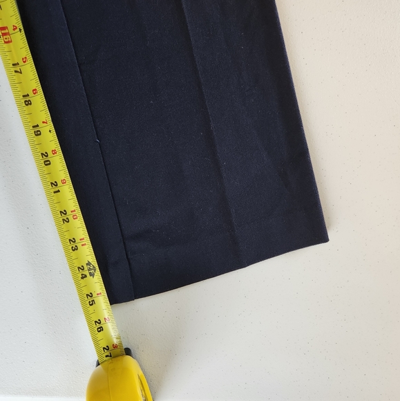 Anthropologie Essential Crop Flare Pants High Waisted Rise Navy Blue Stretch 12 - Picture 10 of 11